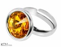 Pierścionek żółty oczko, regulowany, srebro 925, kryształ Swarovski®