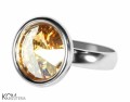 Pierścionek beżowy oczko, regulowany, srebro 925, kryształ Swarovski®