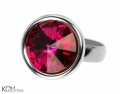 Pierścionek różowy, fuksjowy oczko, regulowany, srebro 925, kryształ Swarovski®