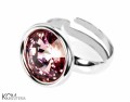 Pierścionek jasno fioletowy oczko, regulowany, srebro 925, kryształ Swarovski®