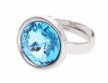 Pierścionek jasny niebieski oczko, regulowany, srebro 925, kryształ Swarovski®