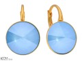 Błękitne kolczyki, pozłacane srebro 925, okrągłe kryształy Swarovski® 1,2 cm
