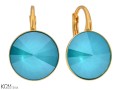 Turkusowe kolczyki, pozłacane srebro 925, okrągłe kryształy Swarovski® 1,2 cm