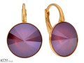 Ciemno czerwone kolczyki, pozłacane srebro 925, okrągłe kryształy Swarovski® 1,2 cm
