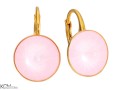 Pastelowe różowe kolczyki, pozłacane srebro 925, okrągłe kryształy Swarovski® 1,2 cm