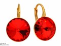 Czerwone kolczyki, pozłacane srebro 925, okrągłe kryształy Swarovski® 1,2 cm