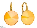 Żółte kolczyki, pozłacane srebro 925, okrągłe kryształy Swarovski® 1,2 cm