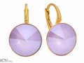 Jasno fioletowe kolczyki, pozłacane srebro 925, okrągłe kryształy Swarovski® 1,2 cm