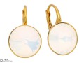 Białe kolczyki, pozłacane srebro 925, okrągłe kryształy Swarovski® 1,2 cm