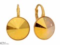 Metaliczne złote kolczyki, pozłacane srebro 925, okrągłe kryształy Swarovski® 1,2 cm