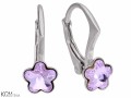 Jasne fioletowe małe kolczyki angielskie kwiatki, kryształ Swarovski® kwiat, srebro 925