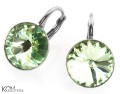 Jasno zielone kolczyki angielskie okrągłe, srebro 925, kryształy Swarovski® 1,2 cm