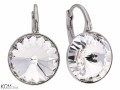 Białe kolczyki angielskie okrągłe, srebro 925, kryształy Swarovski® 1,2 cm