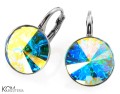 Opalizujące kolczyki angielskie okrągłe, srebro 925, kryształy Swarovski® 1,2 cm