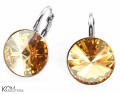 Beżowe kolczyki angielskie okrągłe, srebro 925, kryształy Swarovski® 1,2 cm
