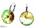 Opalizujące zielone kolczyki angielskie okrągłe, srebro 925, kryształy Swarovski® 1,2 cm