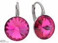 Różowe kolczyki angielskie okrągłe, srebro 925, kryształy Swarovski® 1,2 cm