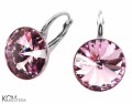 Jasne fioletowe kolczyki angielskie okrągłe, srebro 925, kryształy Swarovski® 1,2 cm