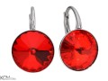 Czerwone kolczyki angielskie okrągłe, srebro 925, kryształy Swarovski® 1,2 cm