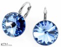 Błękitne kolczyki angielskie okrągłe, srebro 925, kryształy Swarovski® 1,2 cm