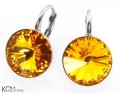 Żółte kolczyki angielskie okrągłe, srebro 925, kryształy Swarovski® 1,2 cm