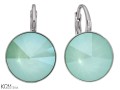 Miętowe kolczyki angielskie okrągłe, srebro 925, kryształy Swarovski® 1,2 cm