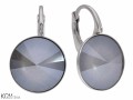 Szare kolczyki angielskie okrągłe, srebro 925, kryształy Swarovski® 1,2 cm
