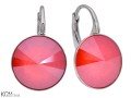 Czerwone kolczyki angielskie okrągłe, srebro 925, kryształy Swarovski® 1,2 cm