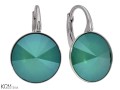 Zielone kolczyki angielskie okrągłe, srebro 925, kryształy Swarovski® 1,2 cm