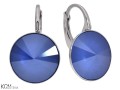 Niebieskie kolczyki angielskie okrągłe, srebro 925, kryształy Swarovski® 1,2 cm
