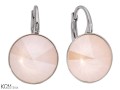 Beżowe kolczyki angielskie okrągłe, srebro 925, kryształy Swarovski® 1,2 cm