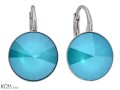 Turkusowe kolczyki angielskie okrągłe, srebro 925, kryształy Swarovski® 1,2 cm