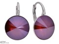 Ciemne czerwone kolczyki angielskie okrągłe, srebro 925, kryształy Swarovski® 1,2 cm