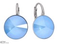 Niebieskie kolczyki angielskie okrągłe, srebro 925, kryształy Swarovski® 1,2 cm