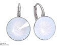 Pastelowe niebieskie kolczyki angielskie okrągłe, srebro 925, kryształy Swarovski® 1,2 cm