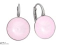 Pastelowe różowe kolczyki angielskie okrągłe, srebro 925, kryształy Swarovski® 1,2 cm