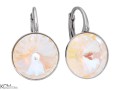 Białe błyszczące kolczyki angielskie okrągłe, srebro 925, kryształy Swarovski® 1,2 cm