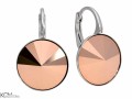 Metaliczne złote kolczyki angielskie okrągłe, srebro 925, kryształy Swarovski® 1,2 cm