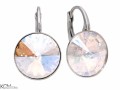 Kremowe błyszczące kolczyki angielskie okrągłe, srebro 925, kryształy Swarovski® 1,2 cm