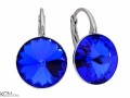 Niebieskie kolczyki angielskie okrągłe, srebro 925, kryształy Swarovski® 1,2 cm