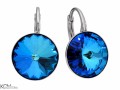 Opalizujące niebieskie kolczyki angielskie okrągłe, srebro 925, kryształy Swarovski® 1,2 cm