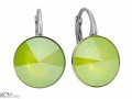 Zielone kolczyki angielskie okrągłe, srebro 925, kryształy Swarovski® 1,2 cm
