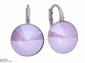 Jasne fioletowe kolczyki angielskie okrągłe, srebro 925, kryształy Swarovski® 1,2 cm