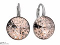 Metaliczna patyna kolczyki angielskie okrągłe, srebro 925, kryształy Swarovski® 1,2 cm