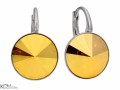 Metaliczne kolczyki angielskie okrągłe, srebro 925, kryształy Swarovski® 1,2 cm