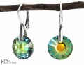 Opalizujące zielone kolczyki z okrągłym kryształem Sun, srebro 925, kryształy Swarovski®
