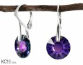 Opalizujące fioletowe kolczyki z okrągłym kryształem Sun, srebro 925, kryształy Swarovski®