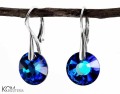 Opalizujące niebieskie kolczyki z okrągłym kryształem Sun, srebro 925, kryształy Swarovski®