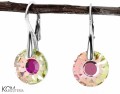 Opalizujące zielone kolczyki z okrągłym kryształem Sun, srebro 925, kryształy Swarovski®