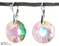 Mieniące się kolczyki z dużym okrągłym kryształem Sun, srebro 925, kryształy Swarovski®
